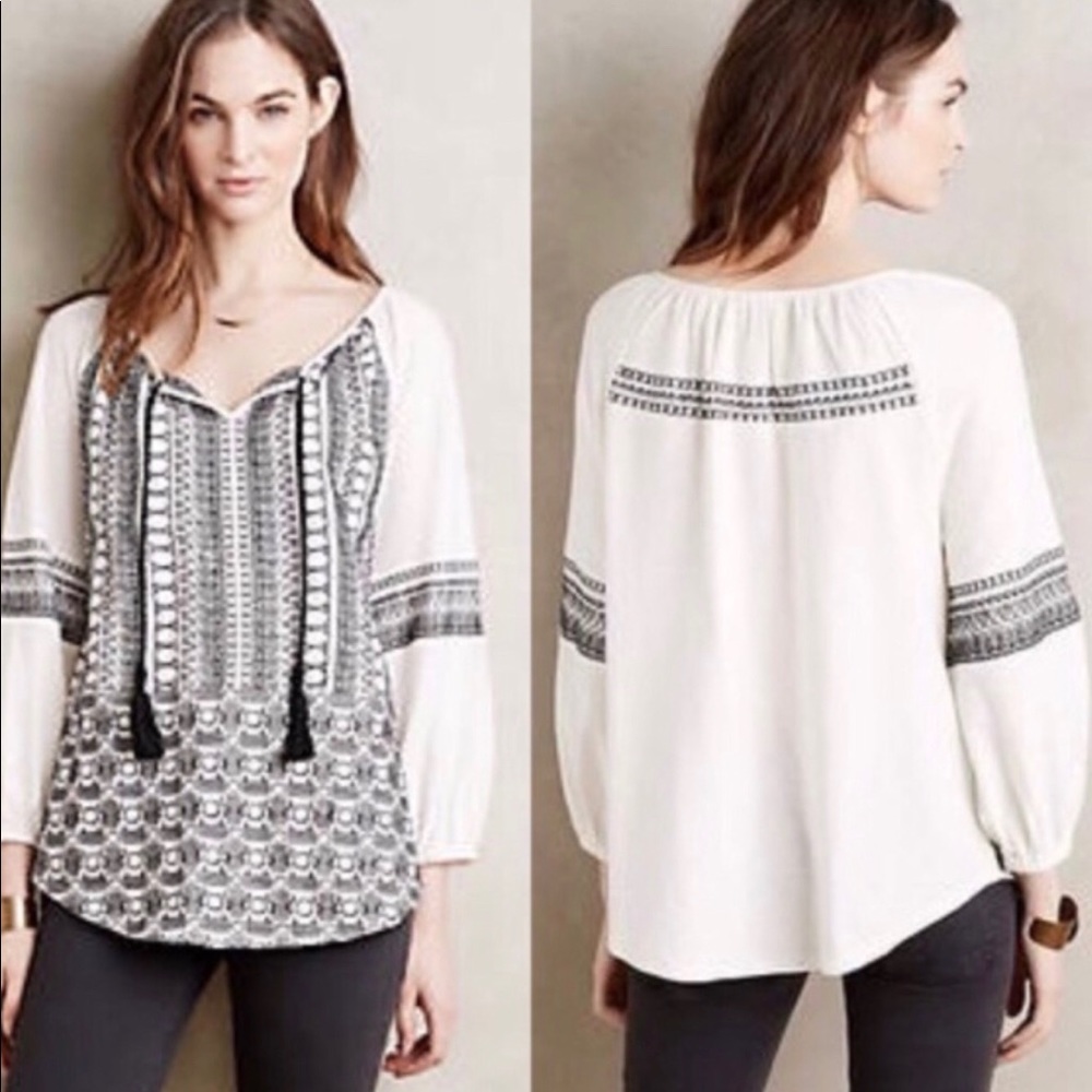Anthropologie Akemi + Kin Aili Embroidered Top